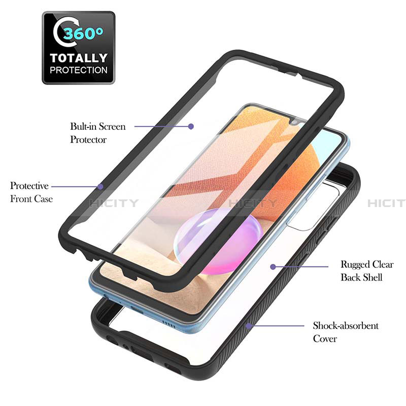 Coque Rebord Contour Silicone et Vitre Transparente Housse Etui 360 Degres ZJ2 pour Samsung Galaxy A32 4G Plus