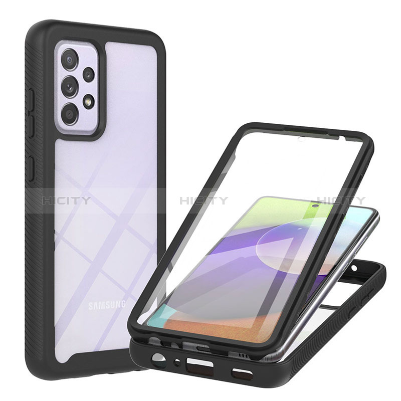 Coque Rebord Contour Silicone et Vitre Transparente Housse Etui 360 Degres ZJ2 pour Samsung Galaxy A52s 5G Noir Plus