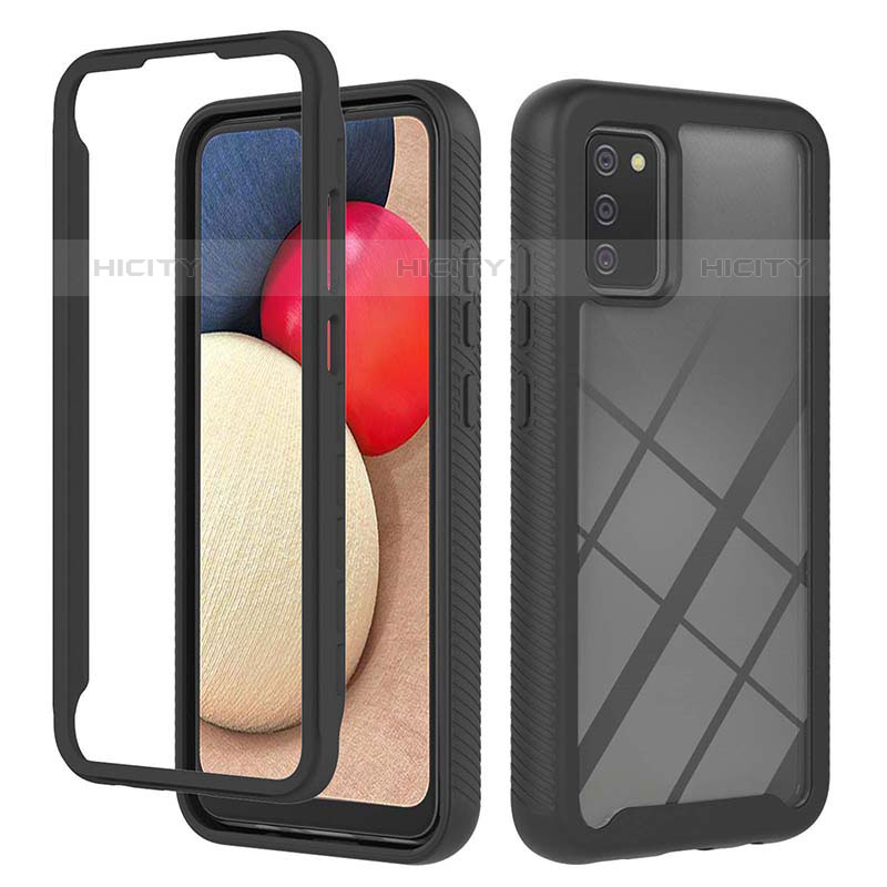 Coque Rebord Contour Silicone et Vitre Transparente Housse Etui 360 Degres ZJ2 pour Samsung Galaxy M02s Noir Plus