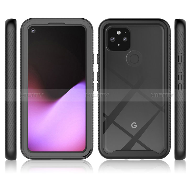 Coque Rebord Contour Silicone et Vitre Transparente Housse Etui 360 Degres ZJ3 pour Google Pixel 5 Plus