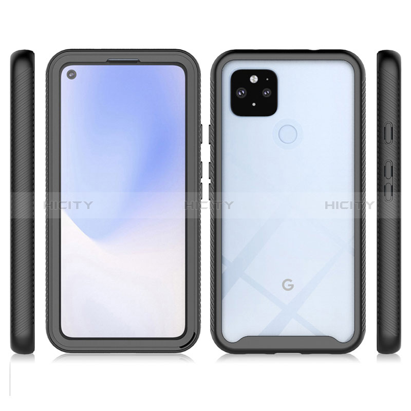 Coque Rebord Contour Silicone et Vitre Transparente Housse Etui 360 Degres ZJ3 pour Google Pixel 5 XL 5G Plus