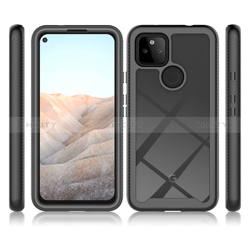 Coque Rebord Contour Silicone et Vitre Transparente Housse Etui 360 Degres ZJ3 pour Google Pixel 5a 5G Plus