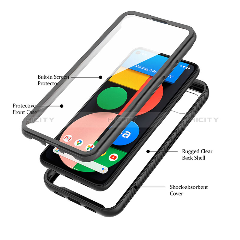 Coque Rebord Contour Silicone et Vitre Transparente Housse Etui 360 Degres ZJ3 pour Google Pixel 5a 5G Plus