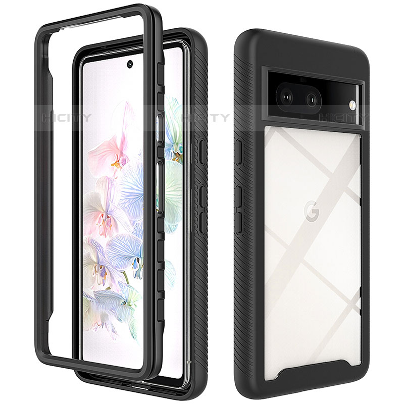 Coque Rebord Contour Silicone et Vitre Transparente Housse Etui 360 Degres ZJ3 pour Google Pixel 7 5G Noir Plus