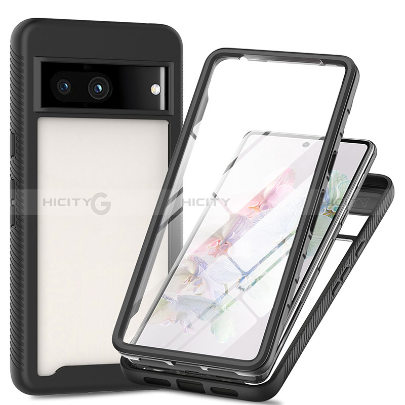 Coque Rebord Contour Silicone et Vitre Transparente Housse Etui 360 Degres ZJ3 pour Google Pixel 7a 5G Noir Plus