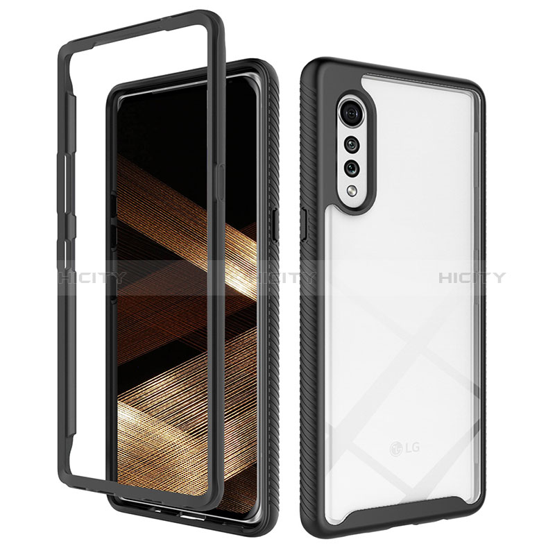 Coque Rebord Contour Silicone et Vitre Transparente Housse Etui 360 Degres ZJ3 pour LG Velvet 5G Noir Plus