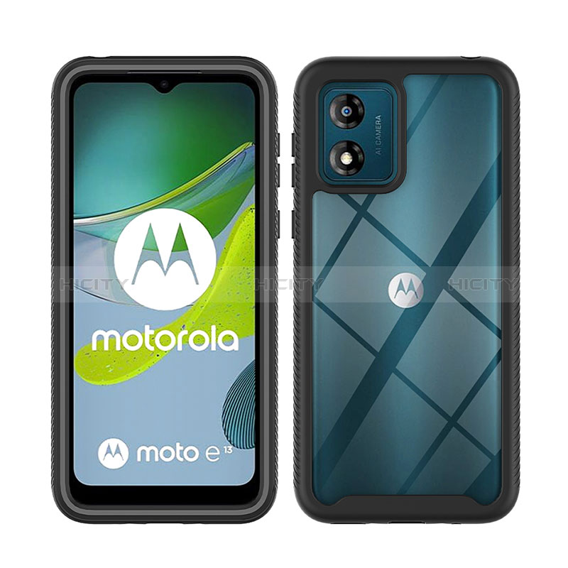 Coque Rebord Contour Silicone et Vitre Transparente Housse Etui 360 Degres ZJ3 pour Motorola Moto E13 Plus