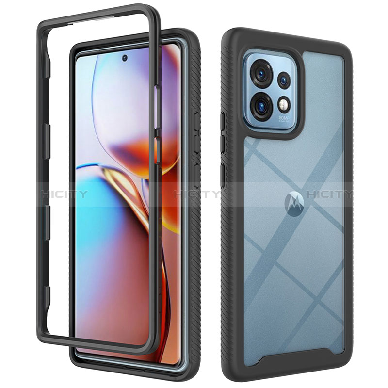 Coque Rebord Contour Silicone et Vitre Transparente Housse Etui 360 Degres ZJ3 pour Motorola Moto Edge 40 Pro 5G Noir Plus