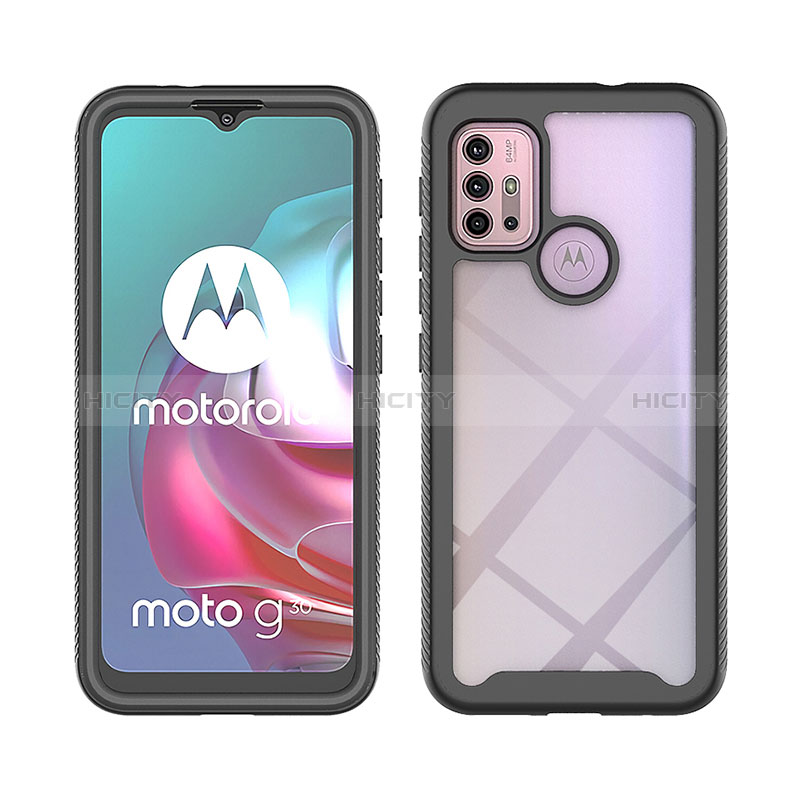 Coque Rebord Contour Silicone et Vitre Transparente Housse Etui 360 Degres ZJ3 pour Motorola Moto G10 Plus