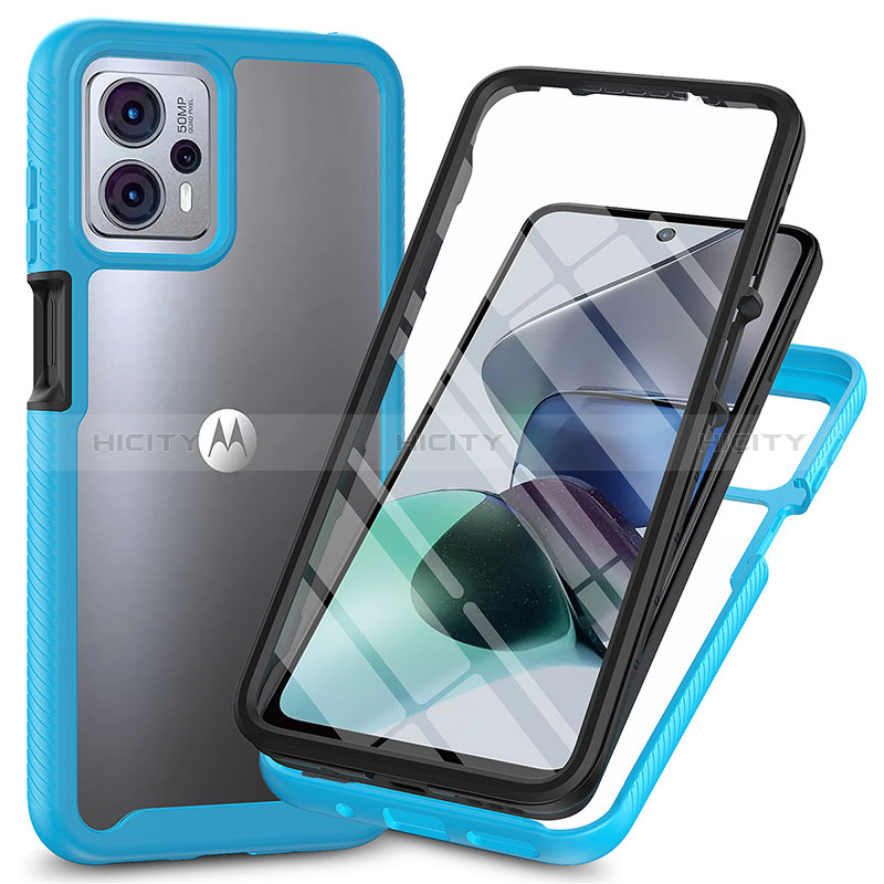 Coque Rebord Contour Silicone et Vitre Transparente Housse Etui 360 Degres ZJ3 pour Motorola Moto G13 Plus