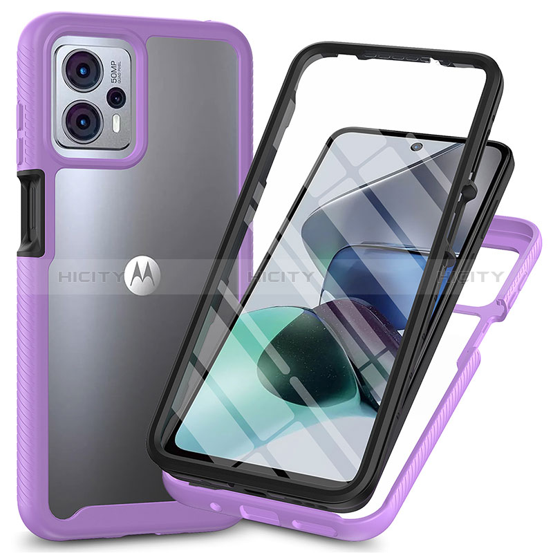 Coque Rebord Contour Silicone et Vitre Transparente Housse Etui 360 Degres ZJ3 pour Motorola Moto G13 Plus