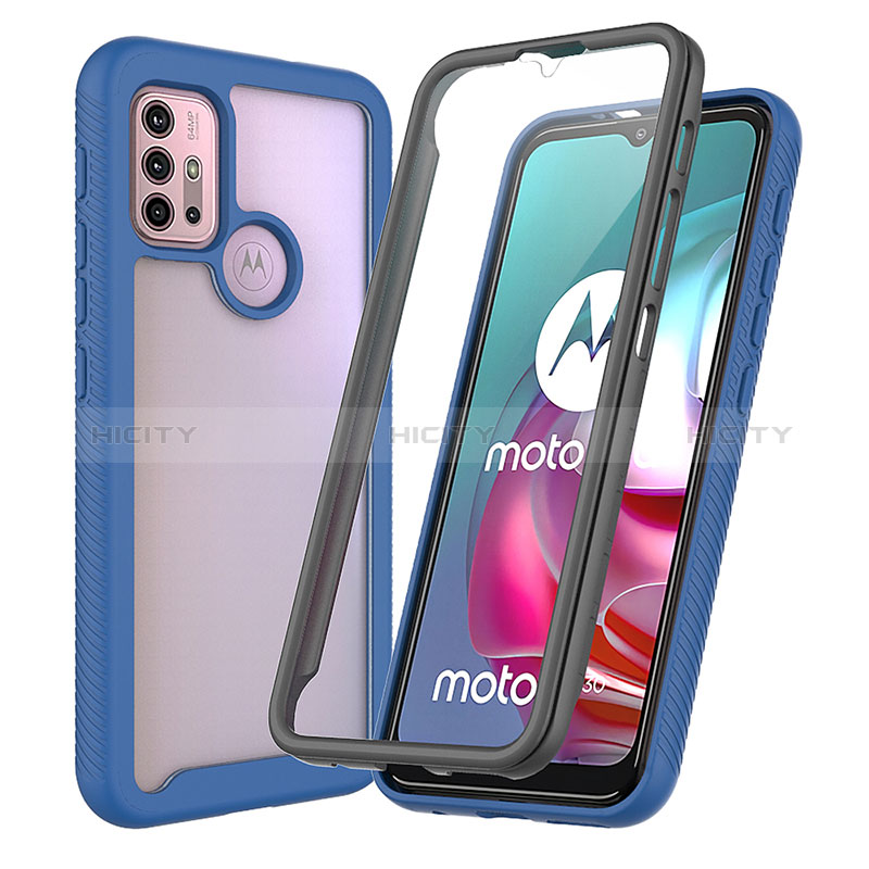 Coque Rebord Contour Silicone et Vitre Transparente Housse Etui 360 Degres ZJ3 pour Motorola Moto G20 Plus