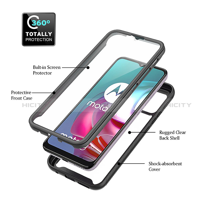 Coque Rebord Contour Silicone et Vitre Transparente Housse Etui 360 Degres ZJ3 pour Motorola Moto G30 Plus