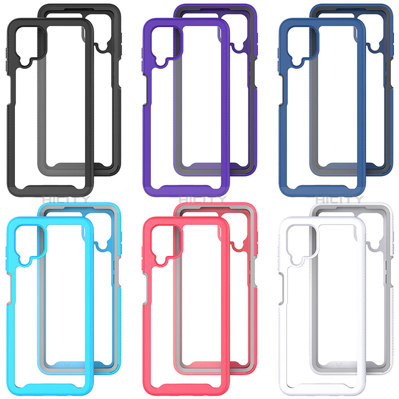 Coque Rebord Contour Silicone et Vitre Transparente Housse Etui 360 Degres ZJ3 pour Samsung Galaxy A12 Nacho Plus