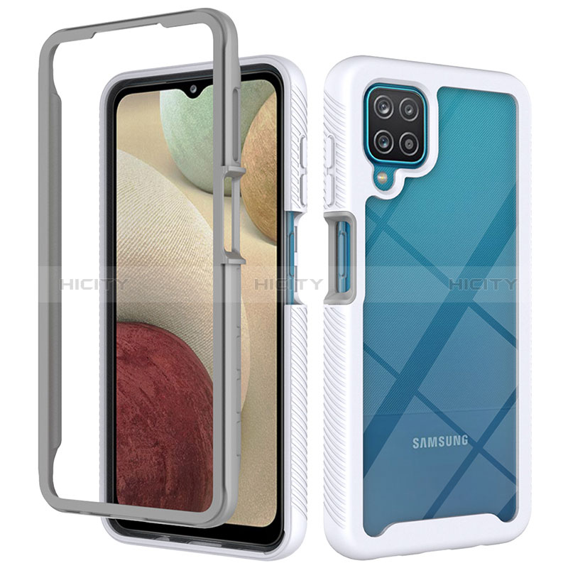 Coque Rebord Contour Silicone et Vitre Transparente Housse Etui 360 Degres ZJ3 pour Samsung Galaxy A12 Nacho Plus