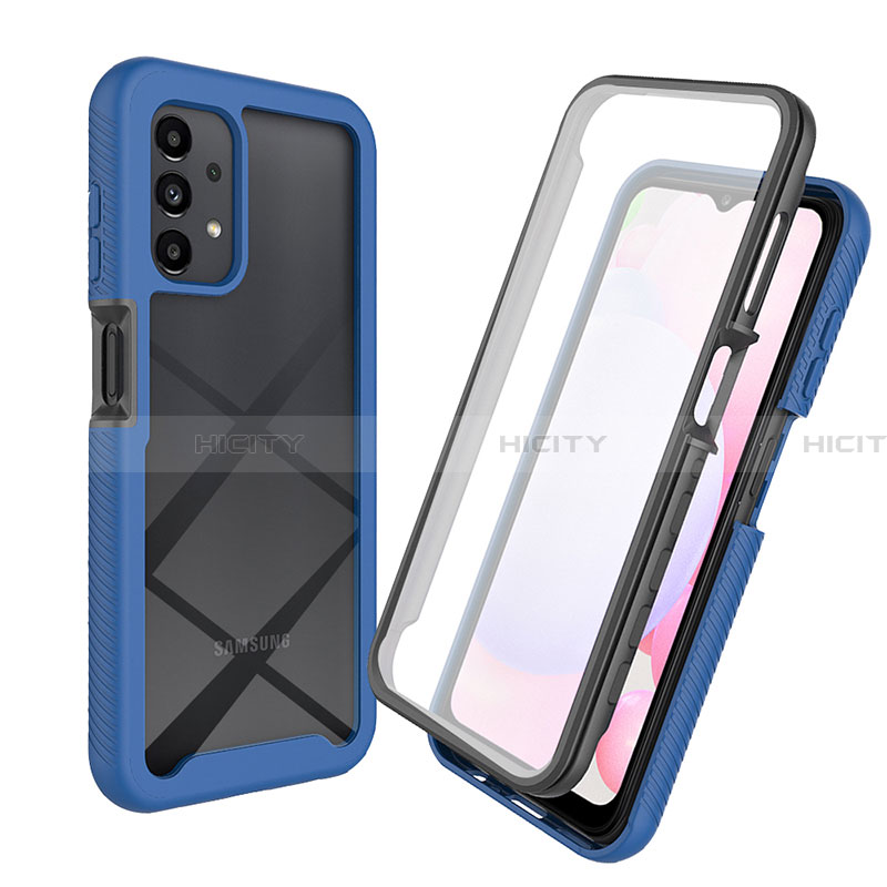 Coque Rebord Contour Silicone et Vitre Transparente Housse Etui 360 Degres ZJ3 pour Samsung Galaxy A13 4G Bleu Plus