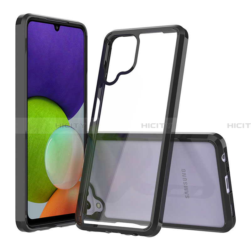 Coque Rebord Contour Silicone et Vitre Transparente Housse Etui 360 Degres ZJ3 pour Samsung Galaxy A22 4G Noir Plus