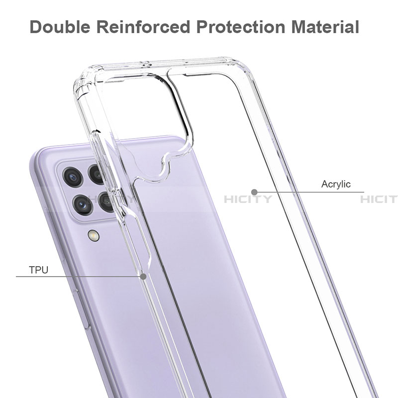 Coque Rebord Contour Silicone et Vitre Transparente Housse Etui 360 Degres ZJ3 pour Samsung Galaxy A22 4G Plus