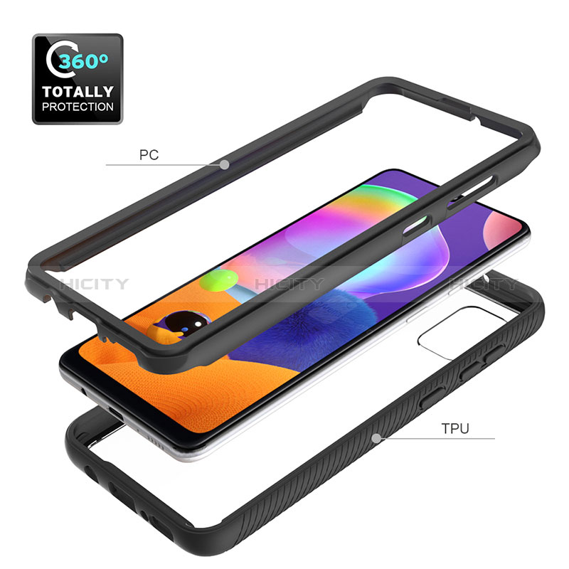 Coque Rebord Contour Silicone et Vitre Transparente Housse Etui 360 Degres ZJ3 pour Samsung Galaxy A31 Plus