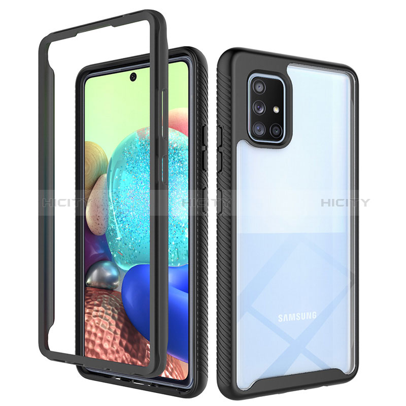 Coque Rebord Contour Silicone et Vitre Transparente Housse Etui 360 Degres ZJ3 pour Samsung Galaxy A71 4G A715 Noir Plus