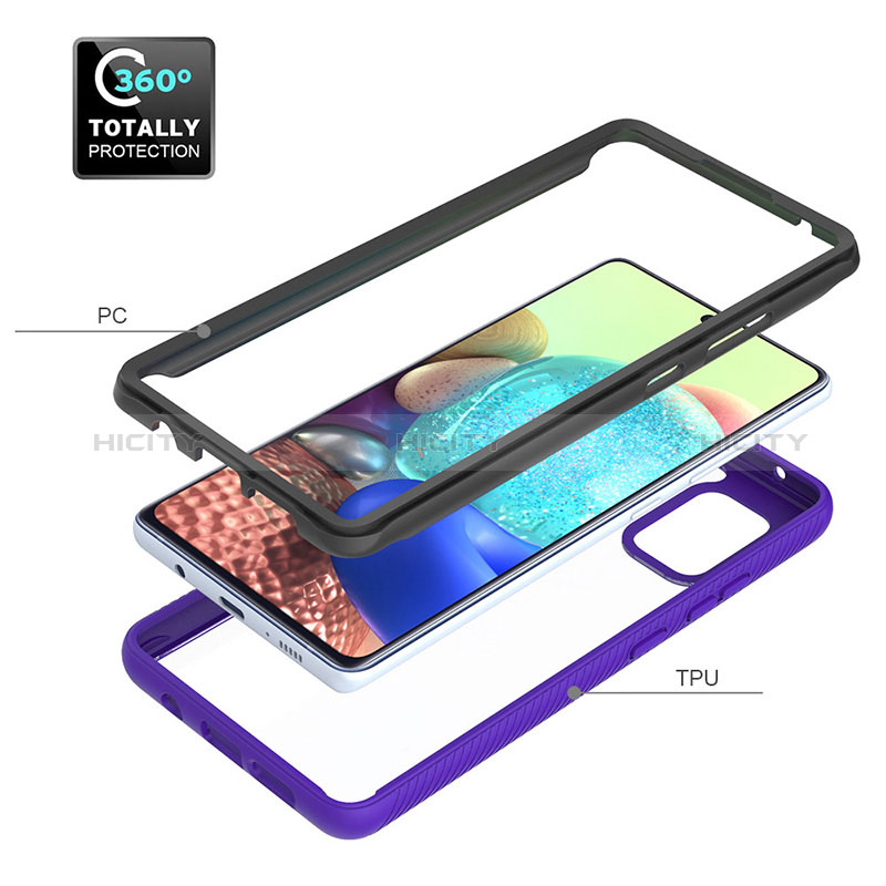 Coque Rebord Contour Silicone et Vitre Transparente Housse Etui 360 Degres ZJ3 pour Samsung Galaxy A71 4G A715 Plus