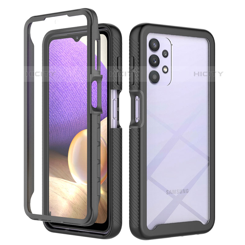 Coque Rebord Contour Silicone et Vitre Transparente Housse Etui 360 Degres ZJ3 pour Samsung Galaxy M32 5G Noir Plus