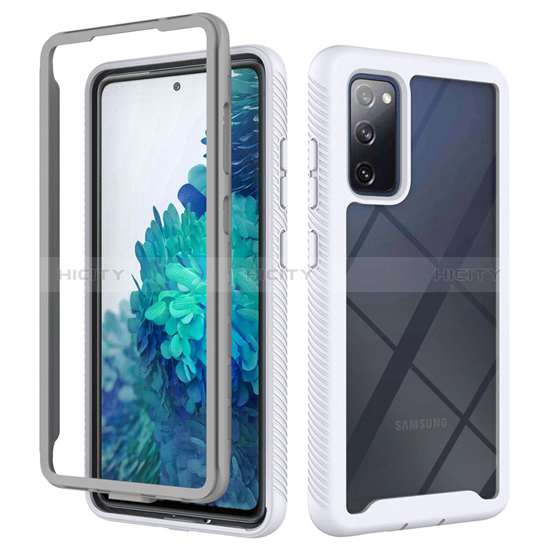 Coque Rebord Contour Silicone et Vitre Transparente Housse Etui 360 Degres ZJ3 pour Samsung Galaxy S20 FE (2022) 5G Blanc Plus