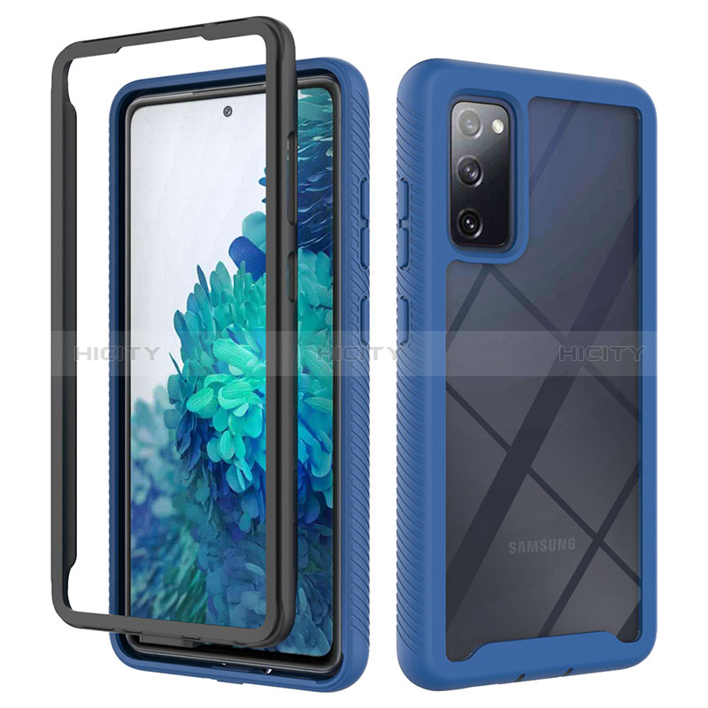 Coque Rebord Contour Silicone et Vitre Transparente Housse Etui 360 Degres ZJ3 pour Samsung Galaxy S20 FE (2022) 5G Bleu Plus