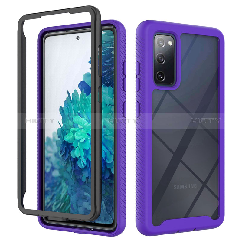 Coque Rebord Contour Silicone et Vitre Transparente Housse Etui 360 Degres ZJ3 pour Samsung Galaxy S20 Lite 5G Violet Clair Plus