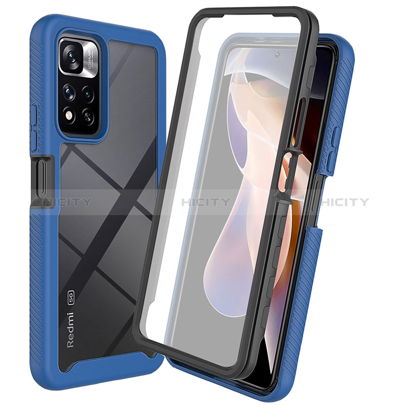 Coque Rebord Contour Silicone et Vitre Transparente Housse Etui 360 Degres ZJ3 pour Xiaomi Mi 11i 5G (2022) Bleu Plus