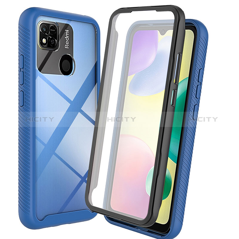 Coque Rebord Contour Silicone et Vitre Transparente Housse Etui 360 Degres ZJ3 pour Xiaomi POCO C3 Bleu Plus