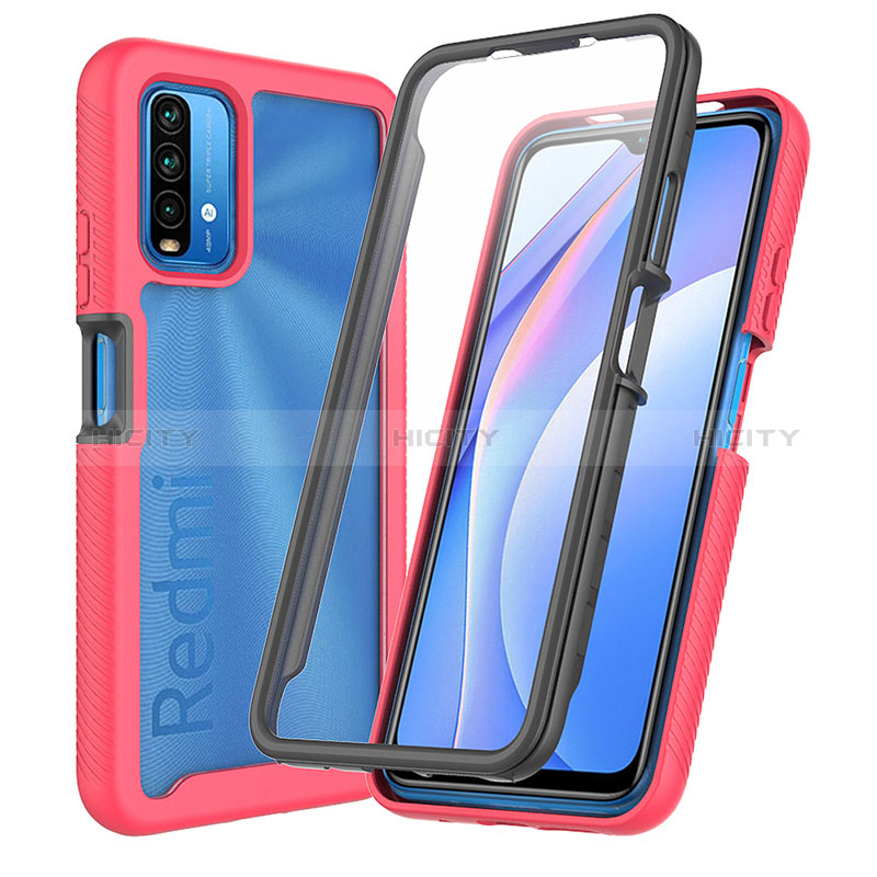 Coque Rebord Contour Silicone et Vitre Transparente Housse Etui 360 Degres ZJ3 pour Xiaomi Redmi Note 9 4G Rouge Plus