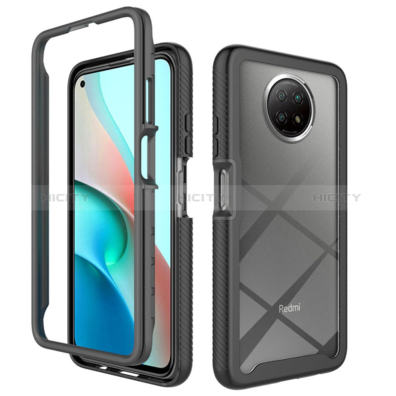 Coque Rebord Contour Silicone et Vitre Transparente Housse Etui 360 Degres ZJ3 pour Xiaomi Redmi Note 9 5G Noir Plus