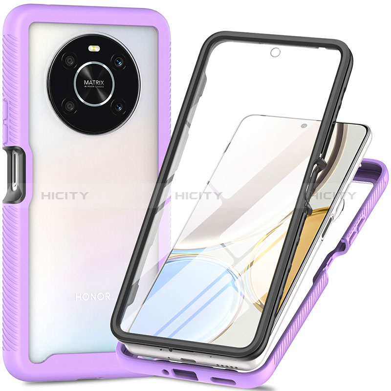 Coque Rebord Contour Silicone et Vitre Transparente Housse Etui 360 Degres ZJ4 pour Huawei Honor Magic4 Lite 4G Violet Clair Plus