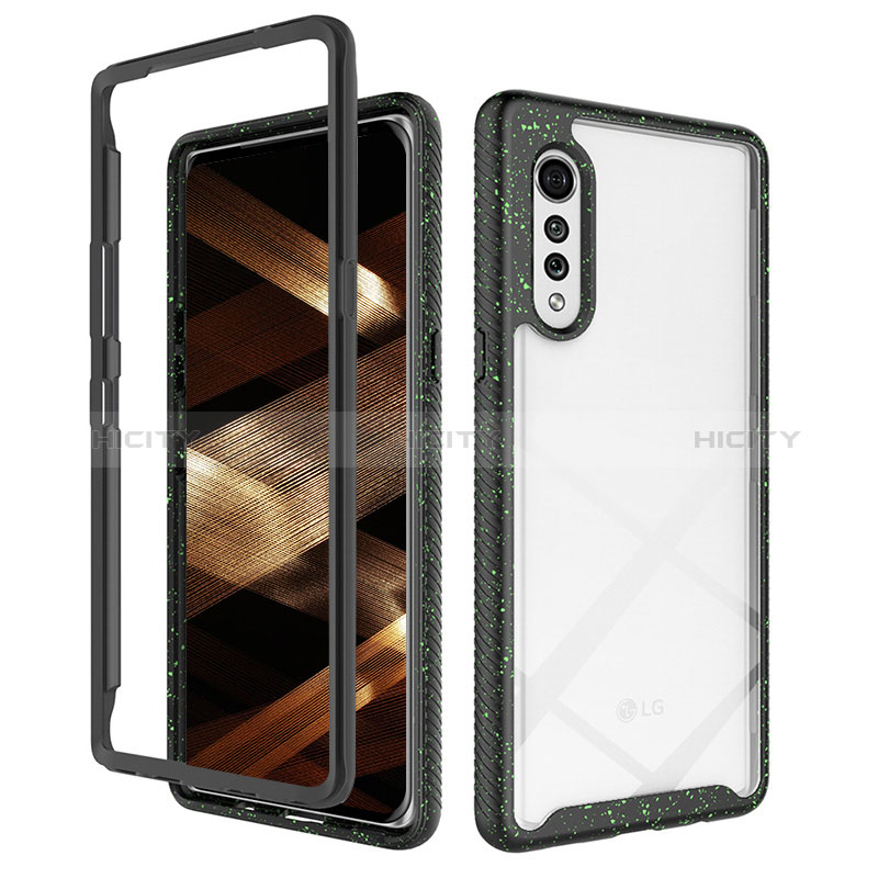 Coque Rebord Contour Silicone et Vitre Transparente Housse Etui 360 Degres ZJ4 pour LG Velvet 5G Noir Plus