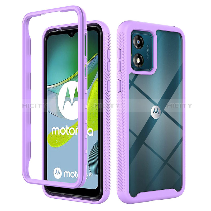 Coque Rebord Contour Silicone et Vitre Transparente Housse Etui 360 Degres ZJ4 pour Motorola Moto E13 Plus