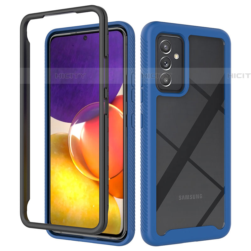 Coque Rebord Contour Silicone et Vitre Transparente Housse Etui 360 Degres ZJ4 pour Samsung Galaxy A05s Bleu Plus