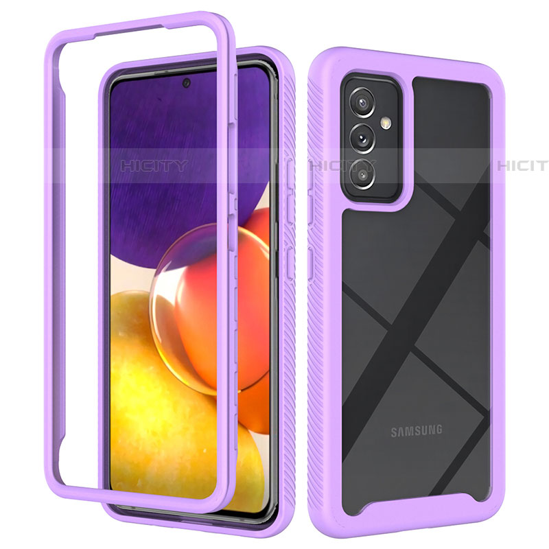 Coque Rebord Contour Silicone et Vitre Transparente Housse Etui 360 Degres ZJ4 pour Samsung Galaxy A05s Violet Clair Plus