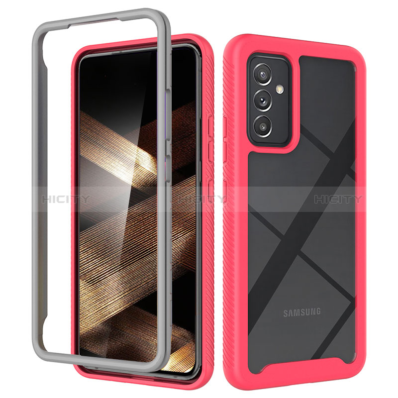 Coque Rebord Contour Silicone et Vitre Transparente Housse Etui 360 Degres ZJ4 pour Samsung Galaxy A15 5G Rose Rouge Plus