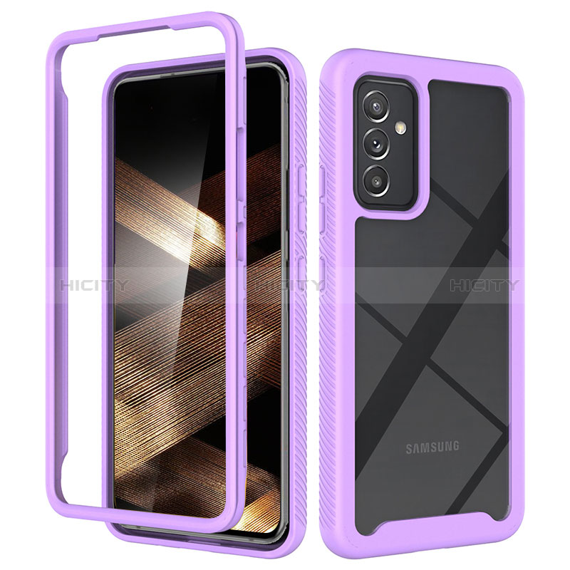 Coque Rebord Contour Silicone et Vitre Transparente Housse Etui 360 Degres ZJ4 pour Samsung Galaxy A15 LTE Violet Clair Plus