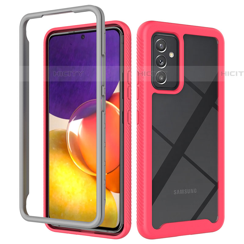 Coque Rebord Contour Silicone et Vitre Transparente Housse Etui 360 Degres ZJ4 pour Samsung Galaxy A25 5G Rose Rouge Plus