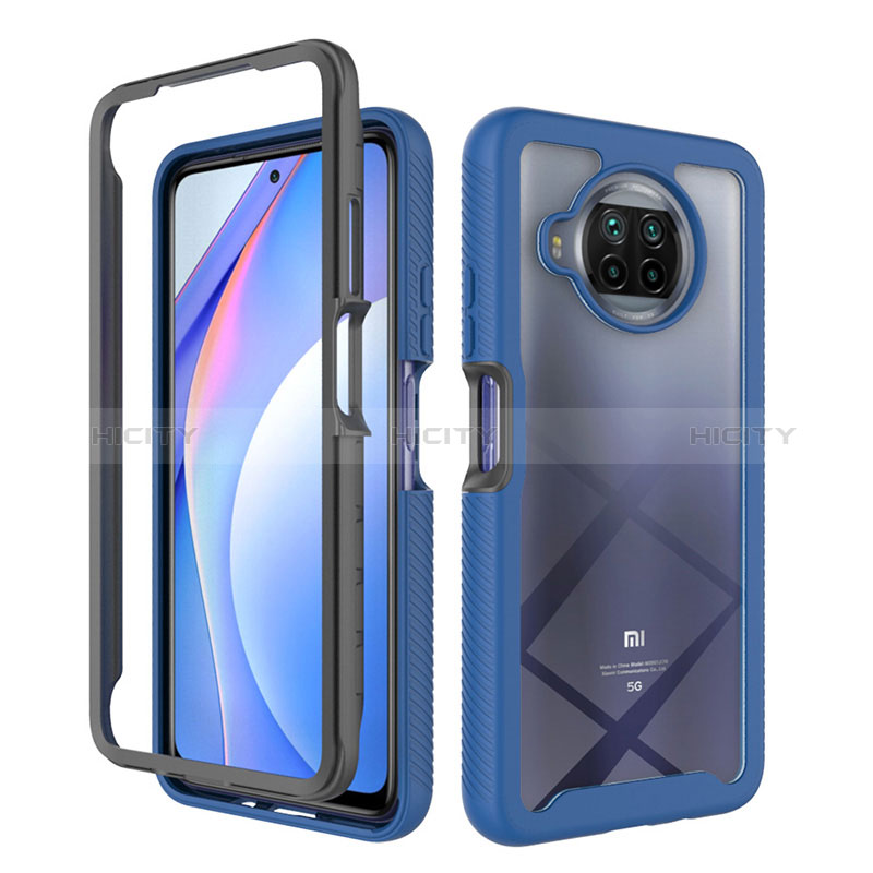 Coque Rebord Contour Silicone et Vitre Transparente Housse Etui 360 Degres ZJ4 pour Xiaomi Mi 10i 5G Bleu Plus