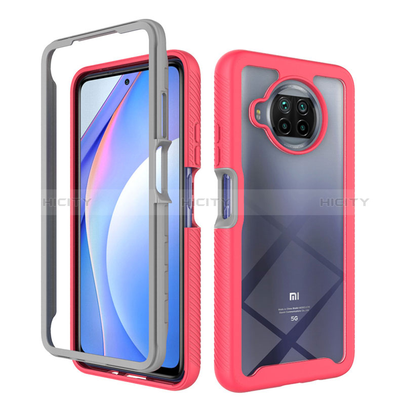 Coque Rebord Contour Silicone et Vitre Transparente Housse Etui 360 Degres ZJ4 pour Xiaomi Mi 10i 5G Rose Rouge Plus