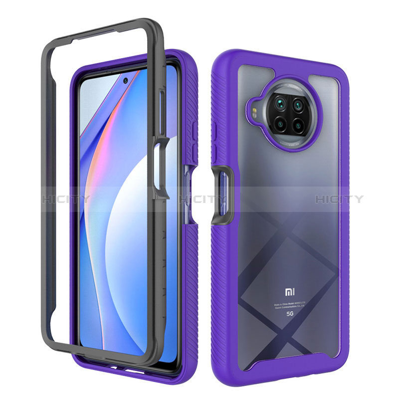 Coque Rebord Contour Silicone et Vitre Transparente Housse Etui 360 Degres ZJ4 pour Xiaomi Mi 10i 5G Violet Plus