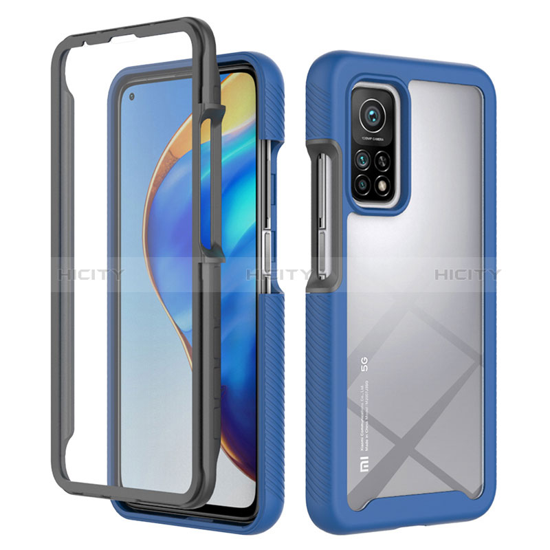 Coque Rebord Contour Silicone et Vitre Transparente Housse Etui 360 Degres ZJ4 pour Xiaomi Mi 10T 5G Bleu Plus