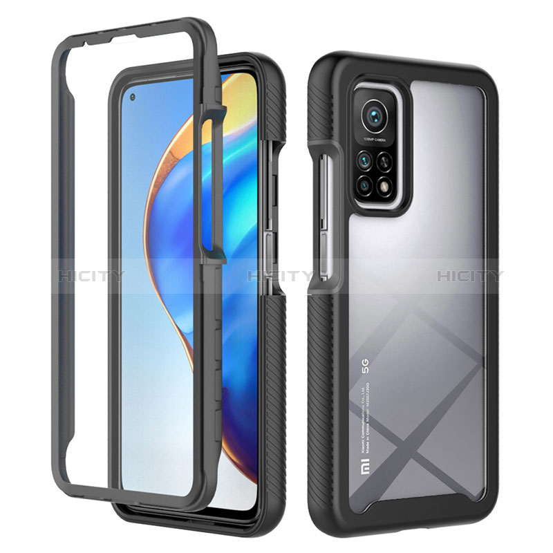 Coque Rebord Contour Silicone et Vitre Transparente Housse Etui 360 Degres ZJ4 pour Xiaomi Mi 10T 5G Noir Plus