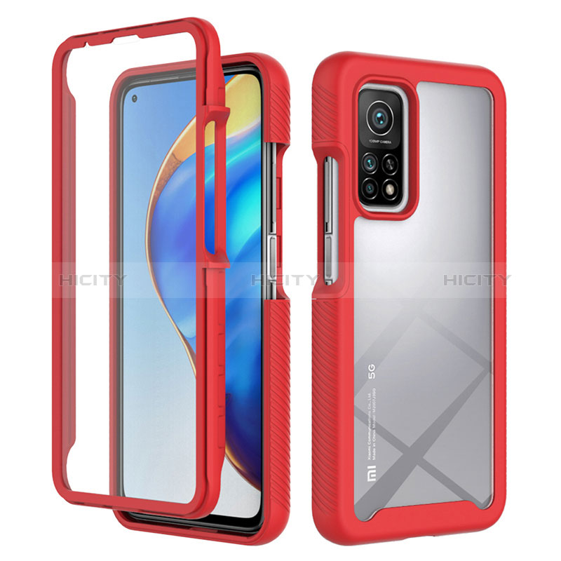 Coque Rebord Contour Silicone et Vitre Transparente Housse Etui 360 Degres ZJ4 pour Xiaomi Mi 10T 5G Rouge Plus