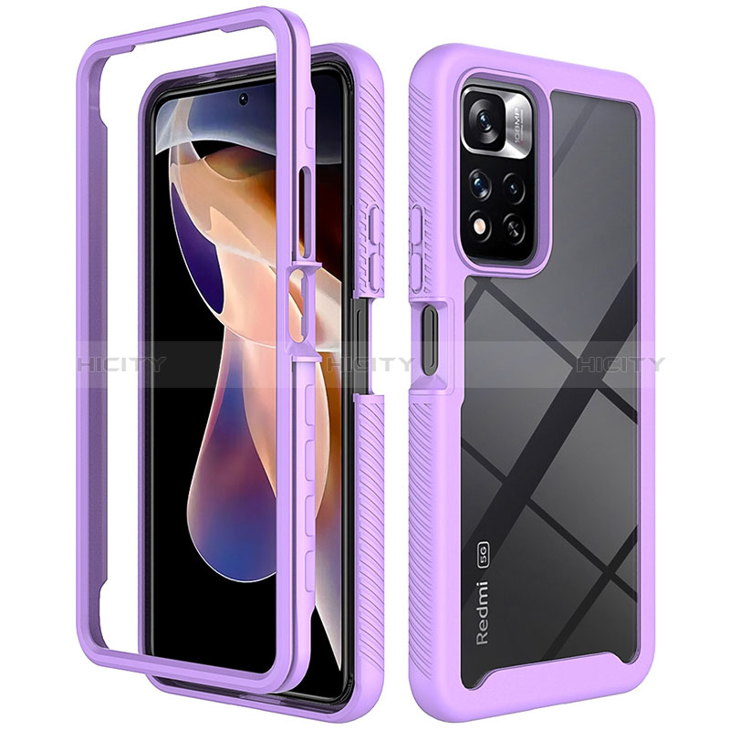 Coque Rebord Contour Silicone et Vitre Transparente Housse Etui 360 Degres ZJ4 pour Xiaomi Mi 11i 5G (2022) Violet Clair Plus