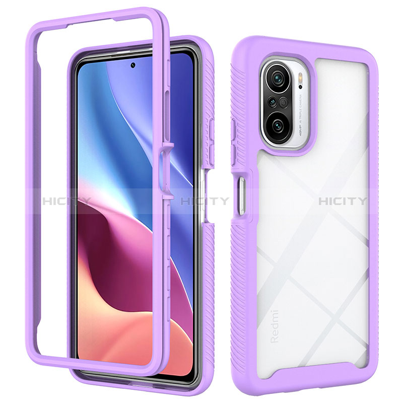 Coque Rebord Contour Silicone et Vitre Transparente Housse Etui 360 Degres ZJ4 pour Xiaomi Mi 11i 5G Violet Clair Plus