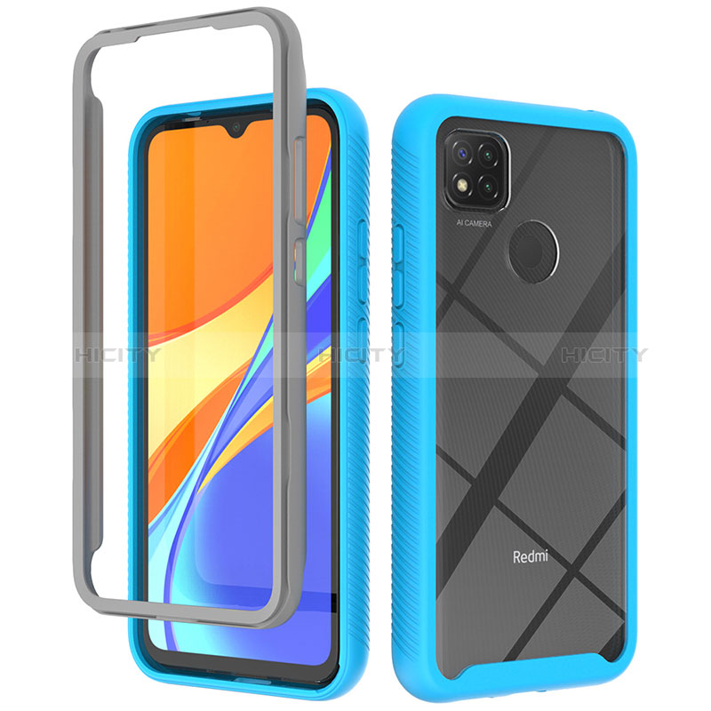 Coque Rebord Contour Silicone et Vitre Transparente Housse Etui 360 Degres ZJ4 pour Xiaomi POCO C3 Bleu Ciel Plus